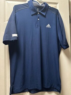 adidas golf Men's Navy Blue Polo Shirt with White Logo medium